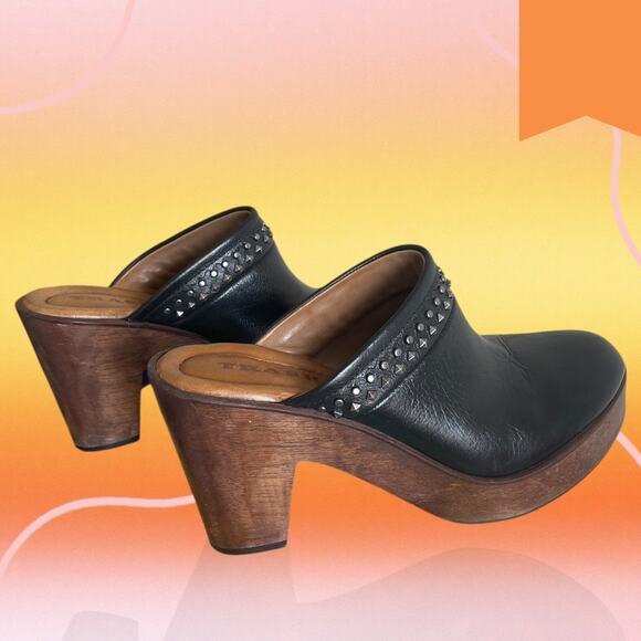 Trask Women’s Black Leather Reese Studded Clog/Mule Heels Boho Western Size 7.5 - Picture 8 of 12